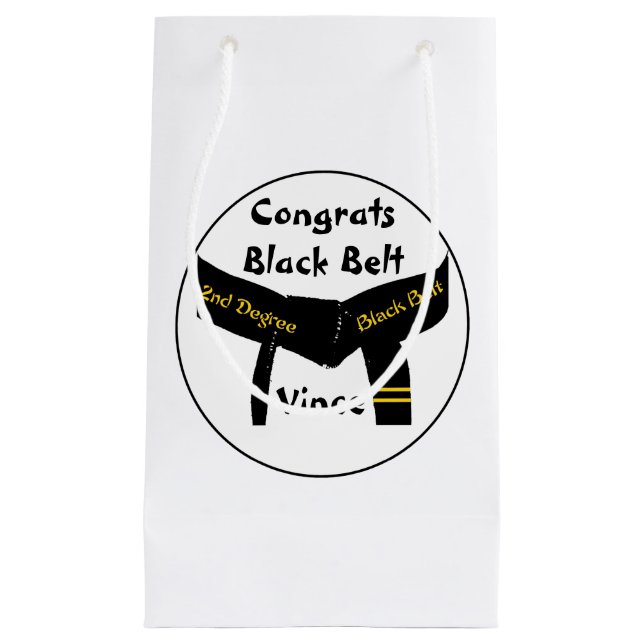 Martial Arts 2nd Degree Black Belt Congratulations Small Gift Bag (Front)