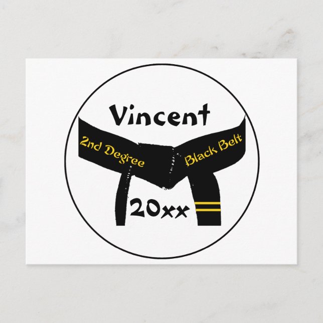 Martial Arts 2nd Degree Black Belt Postcard (Front)