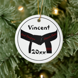 Martial Arts 2nd Degree Black Belt (Red) Ceramic Tree Decoration