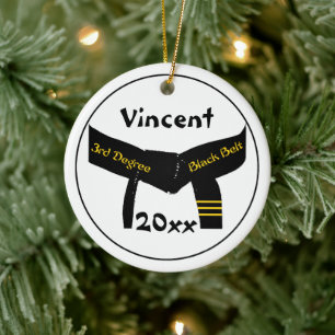 Martial Arts 3rd Degree Black Belt Ceramic Tree Decoration