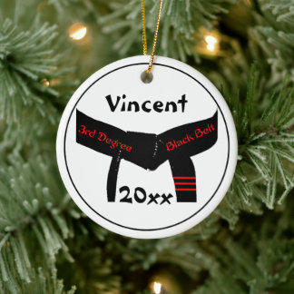 Martial Arts 3rd Degree Black Belt (Red) Ceramic Tree Decoration