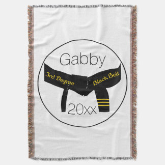 Martial Arts 3rd Degree Black Belt Throw Blanket