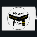Martial Arts 4th Degree Black Belt<br><div class="desc">Customise the Martial Arts 4th Degree Black Belt Note Card with the name of your martial artist athlete and date. Create your own unique personalised card for any occasion including congratulations, fourth degree black belt test or exam invitations, happy birthday etc. It features a blackbelt design with four gold bars...</div>