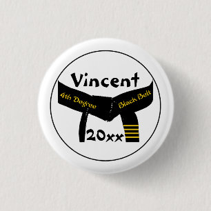 Martial Arts 4th Degree Black Belt 3 Cm Round Badge