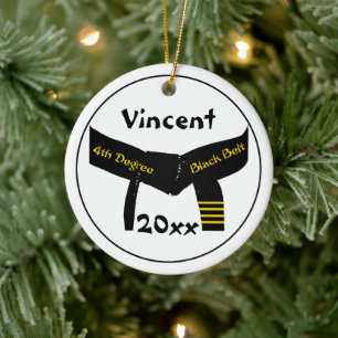 Martial Arts 4th Degree Black Belt Ceramic Tree Decoration