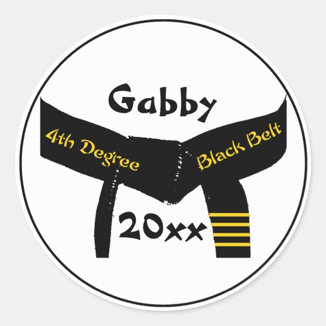 Martial Arts 4th Degree Black Belt Classic Round Sticker (Front)