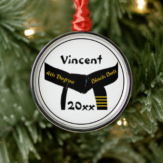 Martial Arts 4th Degree Black Belt Rank Metal Tree Decoration