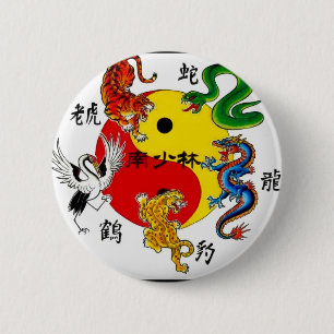 MARTIAL ARTS 5 ANIMALS 6 CM ROUND BADGE