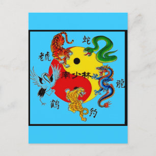 MARTIAL ARTS 5 ANIMALS POSTCARD