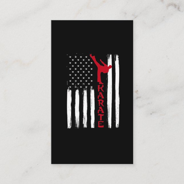 Martial Arts American Flag US Karate Fighter Business Card (Front)