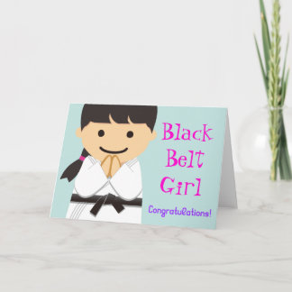 Martial Arts Black Belt Girl Smile Card