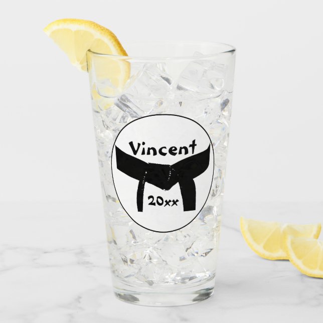 Martial Arts Black Belt Glass (Front Ice)