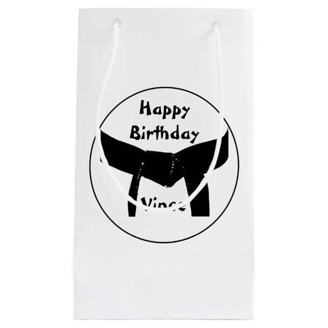 Martial Arts Black Belt Happy Birthday Small Gift Bag (Front)
