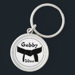 Martial Arts Black Belt  Key Ring<br><div class="desc">Customize the Martial Arts Black Belt Keychain with the personal name of your martial artist and the earned they earned a black belt. This personalized martial arts key ring features a blackbelt design and a white background. Suitable for all martial arts including karate, taekwondo, kung fu, judo and ju jitsu....</div>