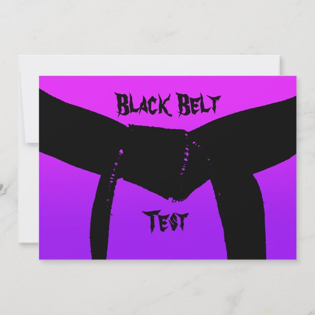 Martial Arts Black Belt Promotion Test Pink Purple Invitation (Back)