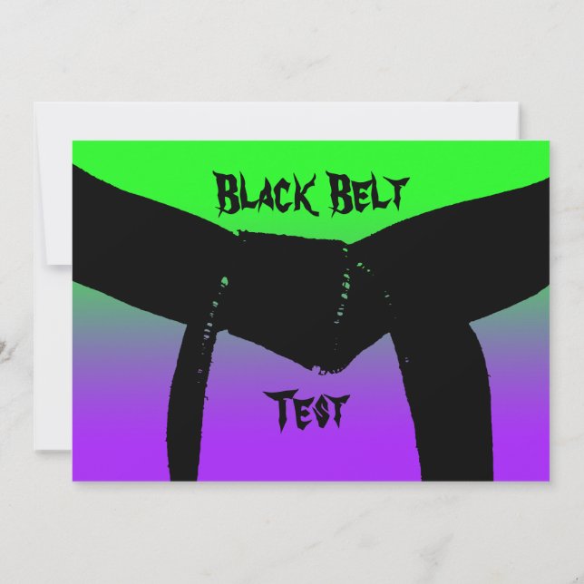 Martial Arts Black Belt Rank Test green purple Invitation (Back)