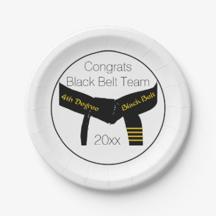 Martial Arts Black Belt Test Party Congratulations Paper Plate