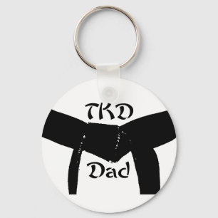 Martial Arts Black Belt TKD Dad Keychain