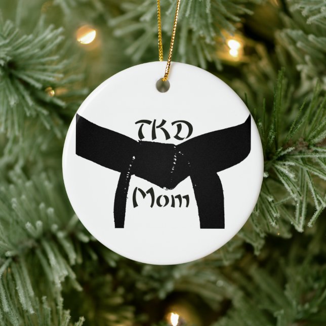 Martial Arts Black Belt TKD Mum Ceramic Tree Decoration (Tree)