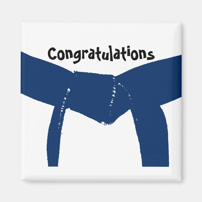 Martial Arts Blue Belt Congratulations Magnet (Front)