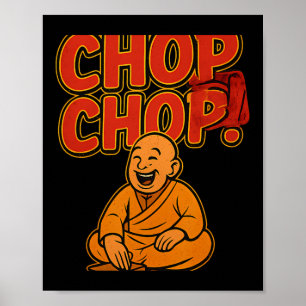 Martial Arts Boxing Humor Chop Chop Cartoon Priest Poster