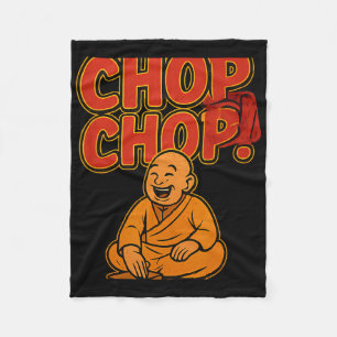 Martial Arts Boxing Humour Chop Chop Cartoon Pries Fleece Blanket