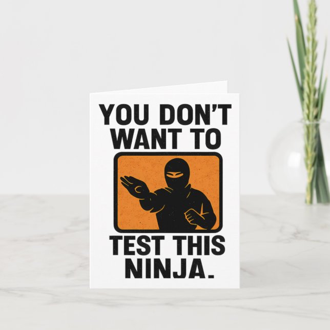Martial Arts Boxing Ninja Danger Stencil Graphic  Card (Front)