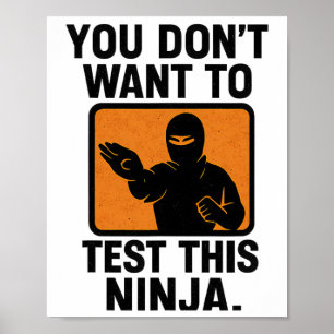 Martial Arts Boxing Ninja Danger Stencil Graphic Poster