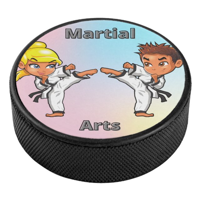 Martial Arts Boy and Girl  Hockey Puck (3/4)
