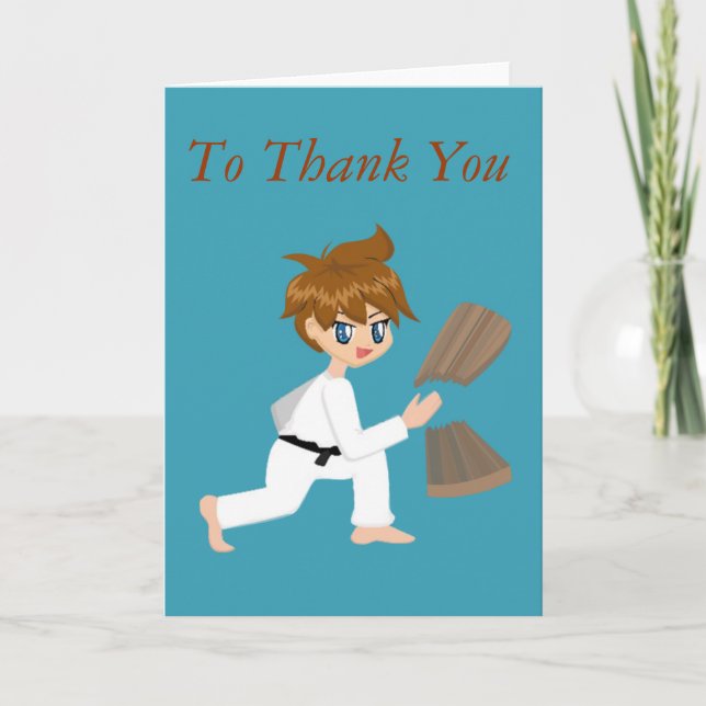 Martial Arts Boy Breaking Board Thank You Cards (Front)