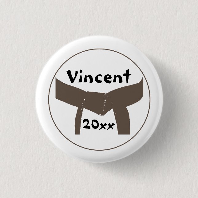 Martial Arts Brown Belt 3 Cm Round Badge (Front)