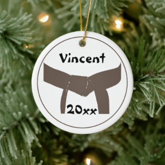 Martial Arts Brown Belt Rank Ceramic Tree Decoration