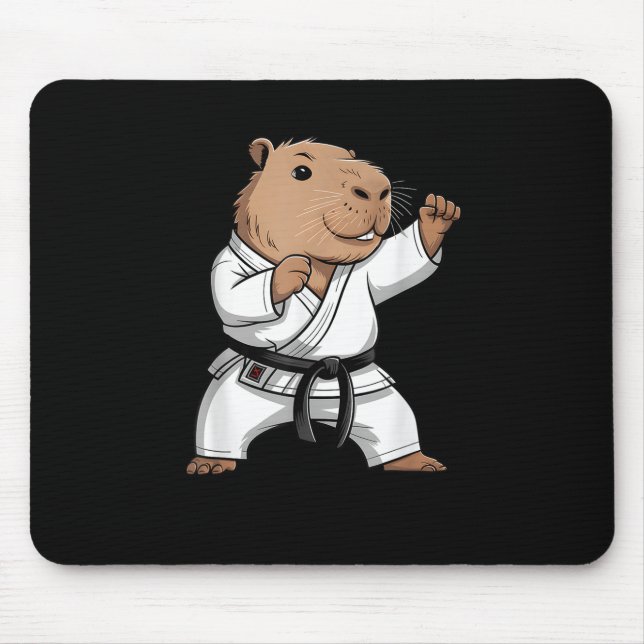 Martial Arts Capybara Funny Karate Taekwondo Jiu J Mouse Mat (Front)
