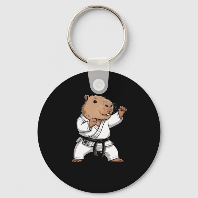 Martial Arts Capyra Funny Karate Taekwondo Jiu Jit Key Ring (Front)