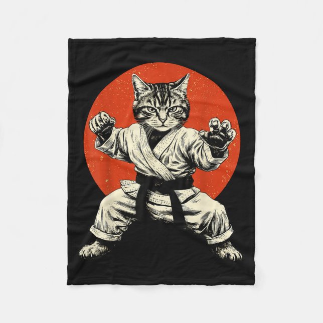 Martial Arts Cat Karate Judo Japanese Flag Funny J Fleece Blanket (Front)