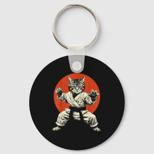 Martial Arts Cat Karate Judo Japanese Flag Funny J Key Ring