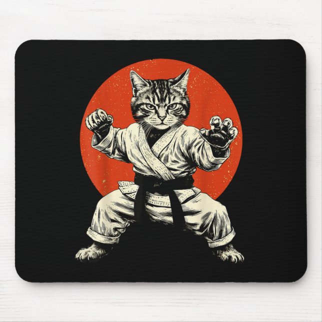 Martial Arts Cat Karate Judo Japanese Flag Funny J Mouse Mat (Front)