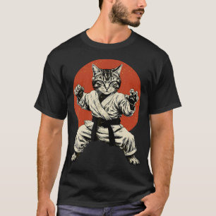 Martial Arts Cat Karate Judo Japanese Flag Funny T-Shirt