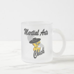 Martial Arts Chick #4 Frosted Glass Coffee Mug