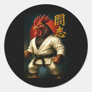 Martial Arts Chicken Cool Karate Rooster In Gi Classic Round Sticker