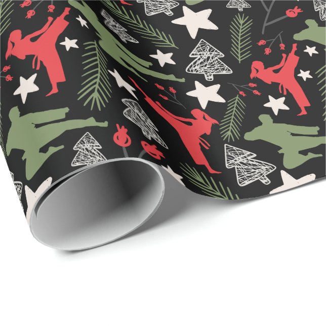 Martial Arts Christmas Gift Wrapping Paper (Roll Corner)