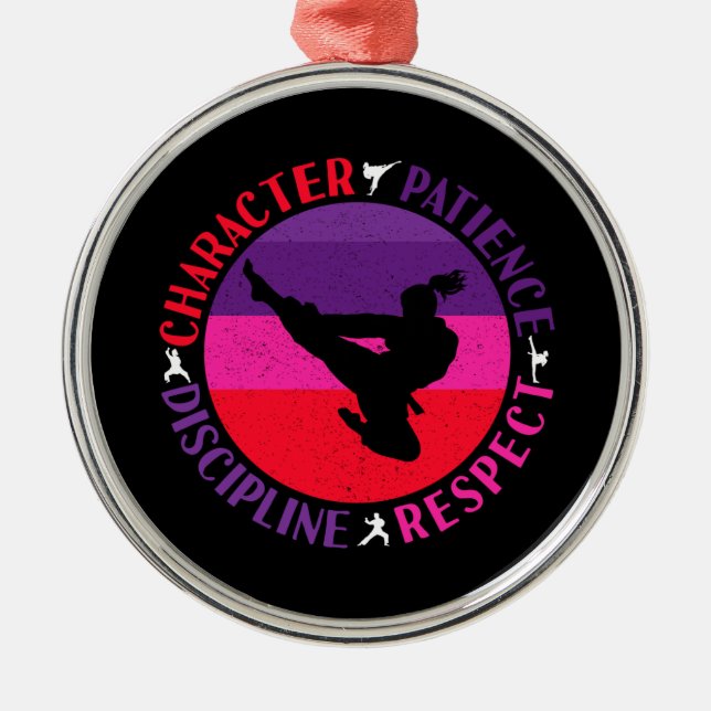Martial Arts Core Values - Karate Metal Tree Decoration (Front)