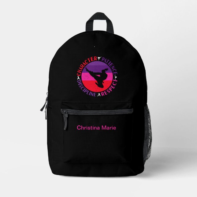 Martial Arts Core Values - Karate Printed Backpack (Front)