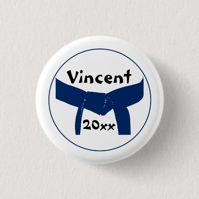 Martial Arts Dark Blue Belt 3 Cm Round Badge (Front)