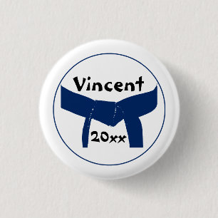 Martial Arts Dark Blue Belt 3 Cm Round Badge