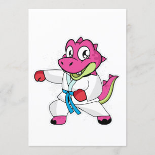 Martial Arts Dinosaur Girl Invitation