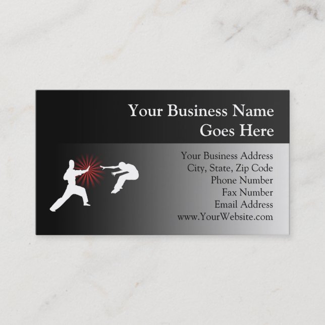 Martial Arts Energy Silhouette Business Card (Front)