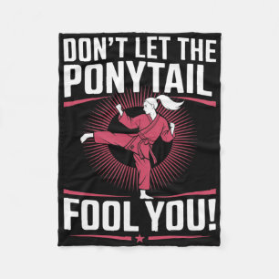 Martial Arts Fighter Girl - Don't Let The Ponytail Fleece Blanket