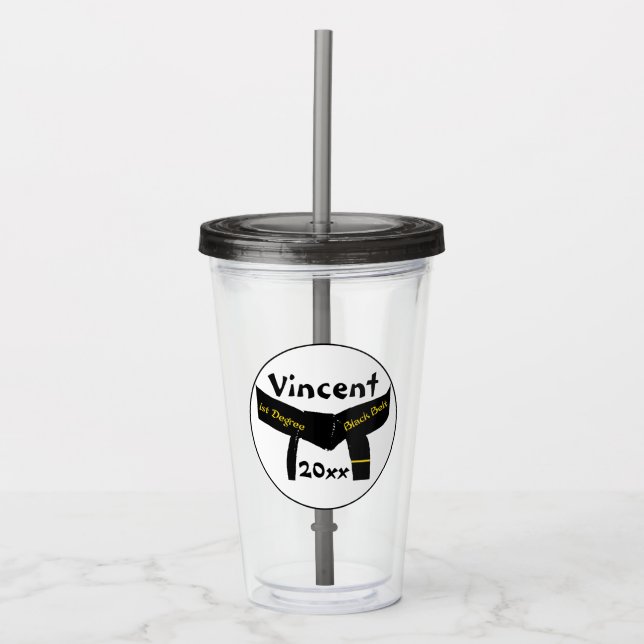 Martial Arts First Degree Black Belt Acrylic Tumbler (Front)