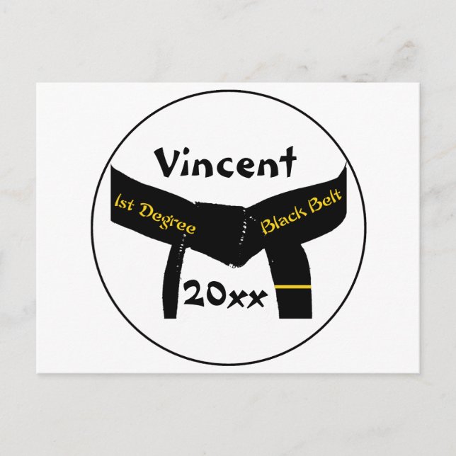 Martial Arts First Degree Black Belt Postcard (Front)